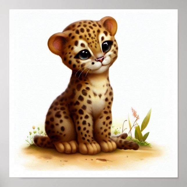 Affiche Une peinture numérique d'un joli jeune Ocelot (Devant)