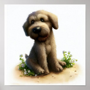 Affiche Une peinture numérique d'un joli Wolfhound irlanda