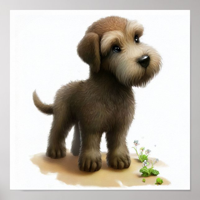 Affiche Une peinture numérique d'un joli Wolfhound irlanda (Devant)