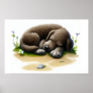 Affiche Une peinture numérique d'un joli Wolfhound irlanda