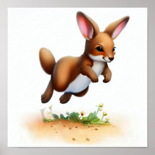 Affiche Une peinture numérique d'un mignon Kangaroo