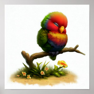 Affiche Une peinture numérique d'un mignon Mont Apo Lorike
