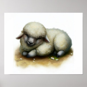 Affiche Une peinture numérique d'un mignon mouton de Karak