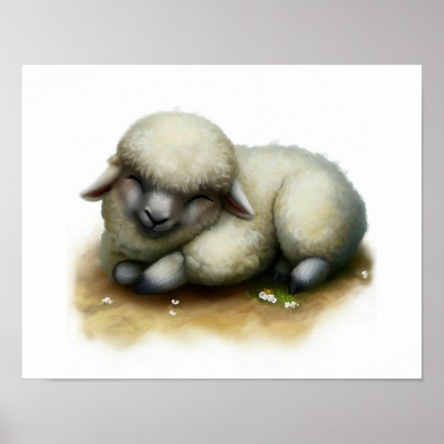 Affiche Une peinture numérique d'un mignon mouton de Karak (Devant)