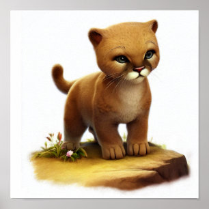 Affiche Une peinture numérique d'une jeune jolie uma