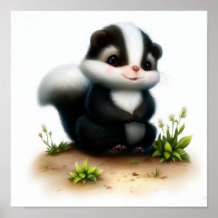 Affiche Une peinture numérique d'une jeune mignonne peau