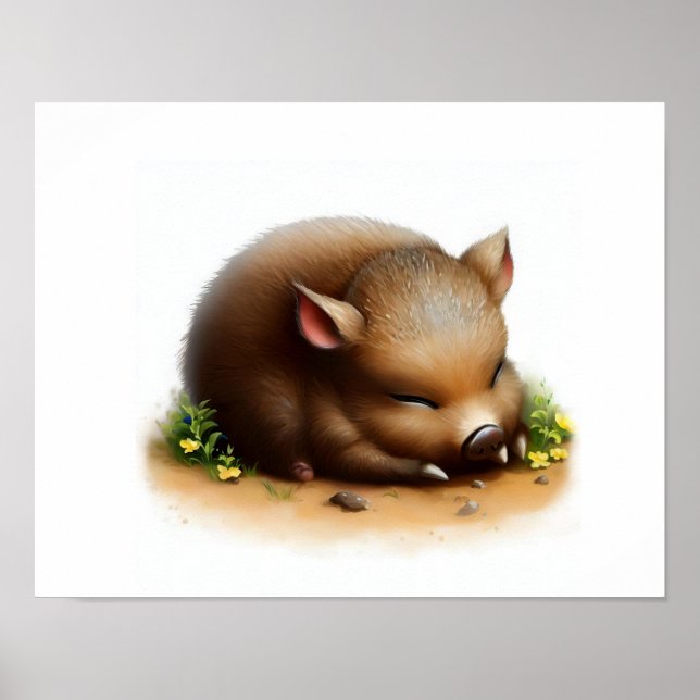 Affiche Une peinture numérique d'une jolie javelina (Devant)