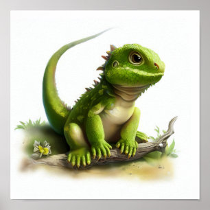 Affiche Une peinture numérique d'une jolie jeune Iguana