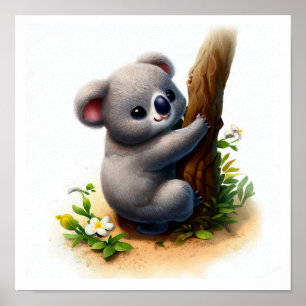 Affiche Une peinture numérique d'une jolie Koala