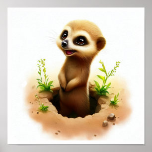 Affiche Une peinture numérique d'une jolie Meerkat