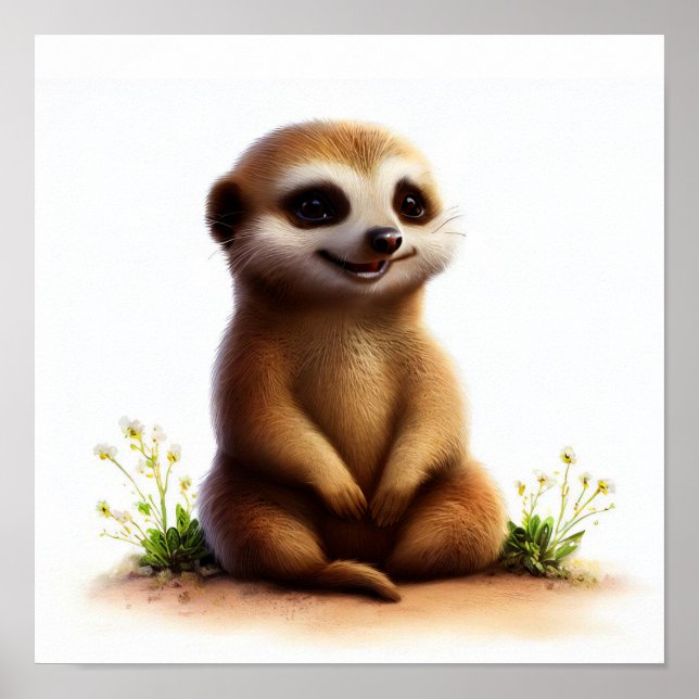 Affiche Une peinture numérique d'une jolie Meerkat (Devant)