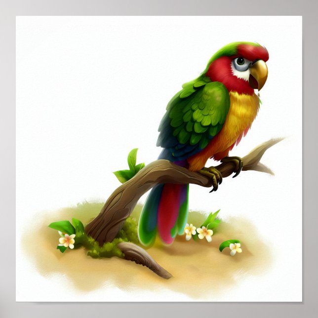 Affiche Une peinture numérique d'une mignonne mâchoire mil (Devant)