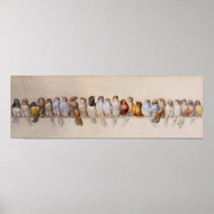 Affiche Une perche d'oiseaux (1880) Hector Giacomelli Full