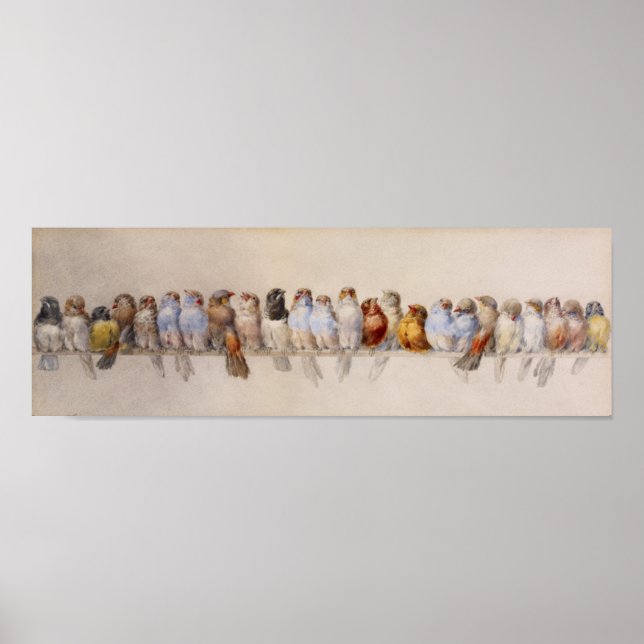 Affiche Une perche d'oiseaux (1880) Hector Giacomelli Full (Devant)