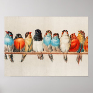 Affiche Une perche d'oiseaux, 1880 par Hector Giacomelli