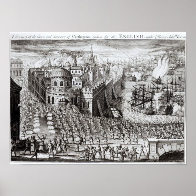 Affiche Une perspective de la ville et du port (Devant)
