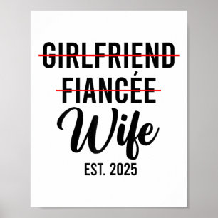 Affiche Une Petite Amie Femme Mariage Mariée Groom Est.