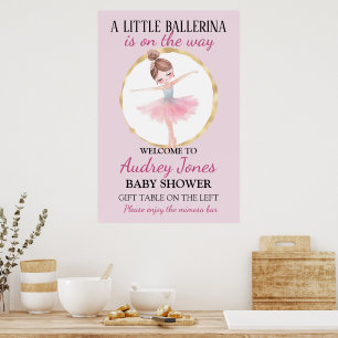 Affiche Une Petite Ballerine Est En Route Baby Shower