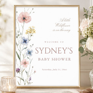 Affiche Une petite bienvenue pour une baby shower Fleur Sa
