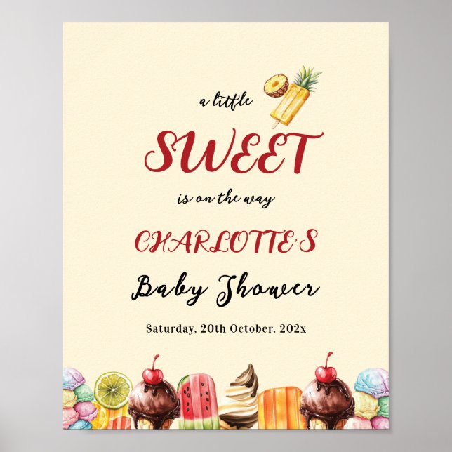 Affiche Une petite douceur arrive Fête bébé glace (Devant)