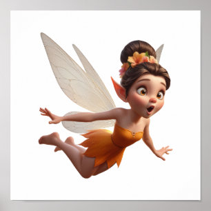 Affiche Une petite fée de dessin animé enchantée et magiqu