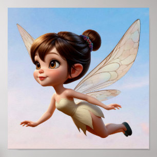 Affiche Une petite fée de dessin animé enchantée et magiqu