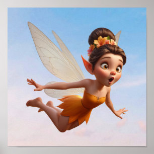 Affiche Une petite fée de dessin animé enchantée et magiqu