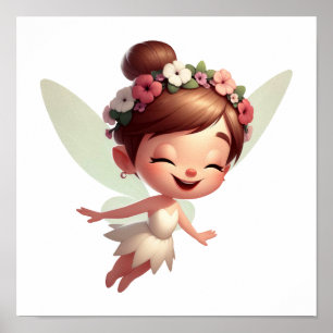 Affiche Une petite fée de dessin animé magique enchantée