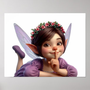 Affiche Une petite fée de dessin animé magique enchantée
