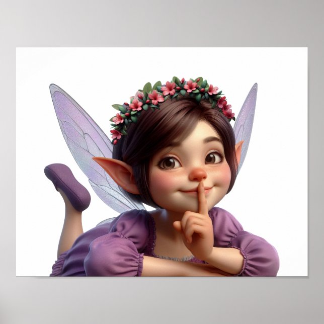 Affiche Une petite fée de dessin animé magique enchantée (Devant)