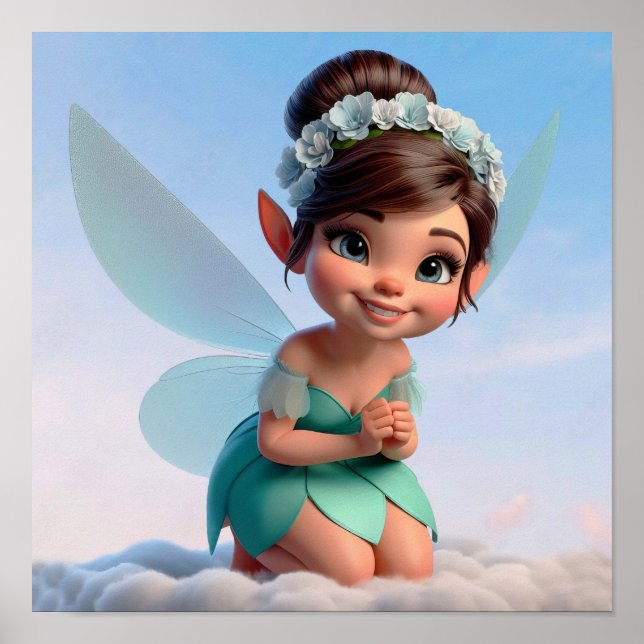 Affiche Une petite fée de dessin animé magique enchantée (Devant)