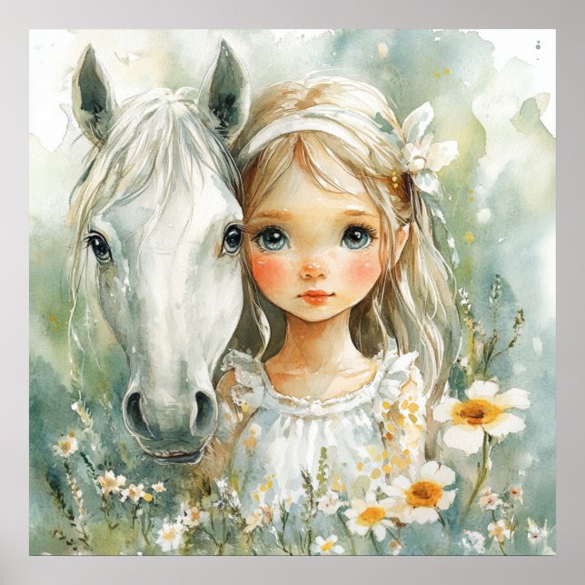 Affiche Une petite fille avec un cheval (Devant)