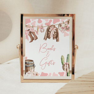 Affiche Une petite fille Baby shower Livres et cadeaux