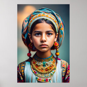 Affiche Une petite fille d'Afghanistan avec ses bijoux