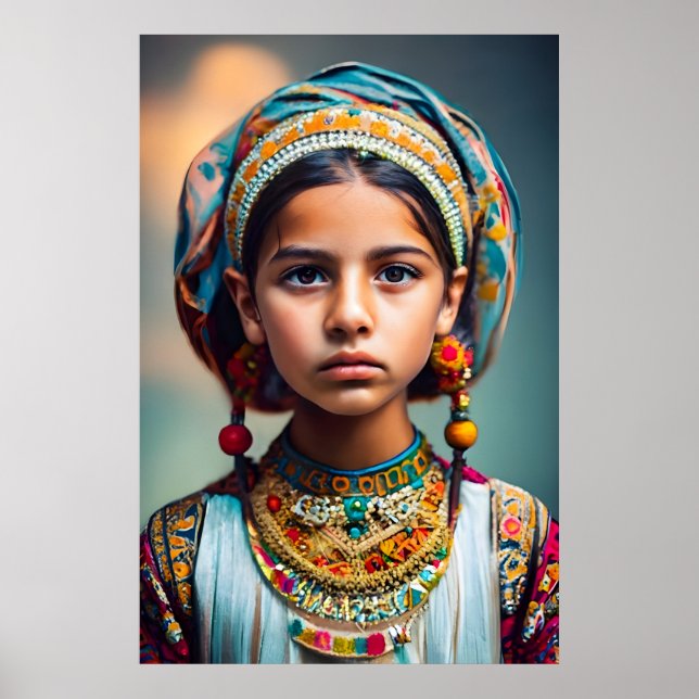 Affiche Une petite fille d'Afghanistan avec ses bijoux (Devant)