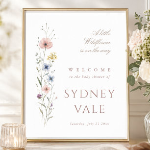 Affiche Une petite fleur sauvage Bienvenue à la baby showe