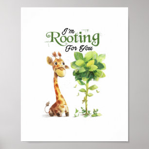 Affiche Une petite girafe mignonne avec l'arbre, qui vous