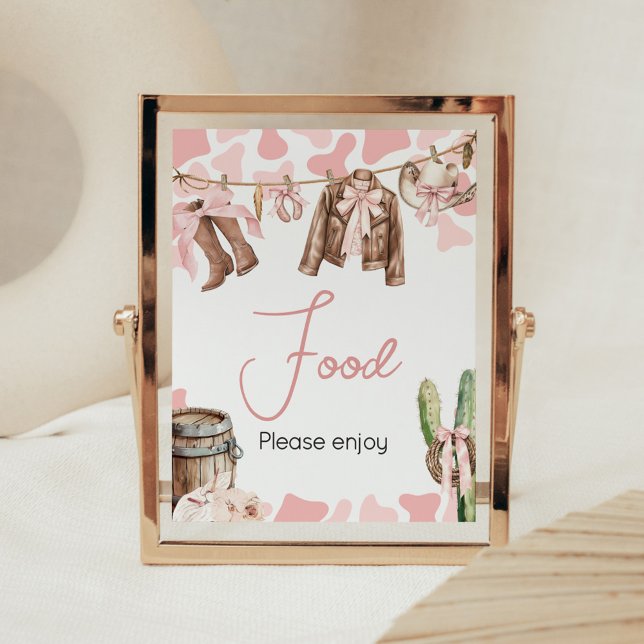 Affiche Une Petite Petite Petite Femme Baby shower (A Little Cowgirl Clothesline Baby Shower Food Sign)