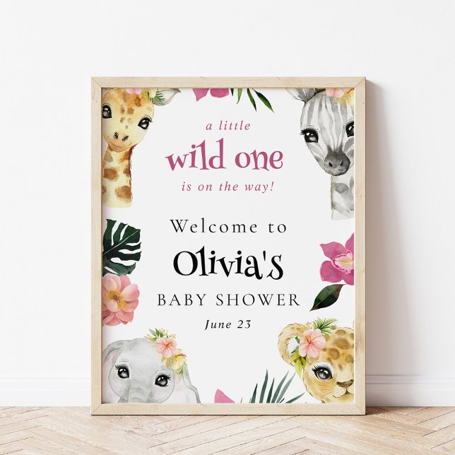 Affiche Une petite sauvageonne Fête de bébé Jungle fille B (Créateur téléchargé)