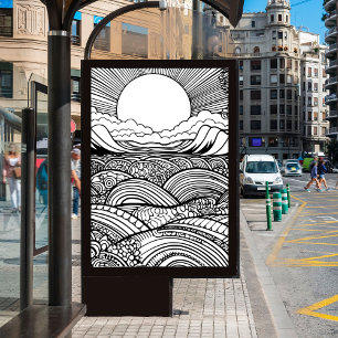 Affiche une plage de coucher de soleil abstraite