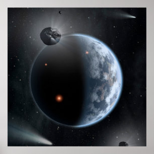 Affiche Une Planète Comme La Terre Avec Des Océans Qui Rev