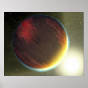 Affiche Une planète nuageuse comme Jupiter qui orbite