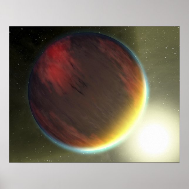 Affiche Une planète nuageuse comme Jupiter qui orbite (Devant)