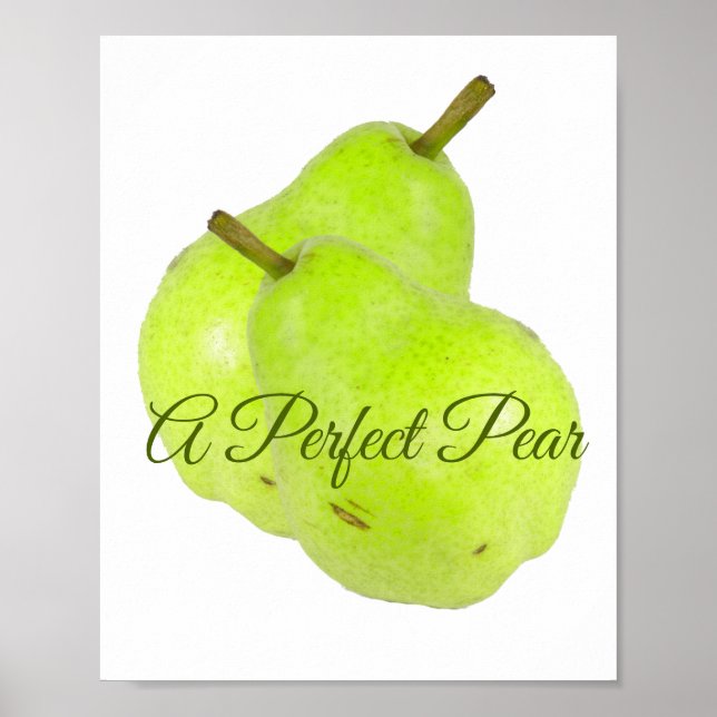 Affiche Une poire parfaite juteuse et sucrée fond blanc (Devant)