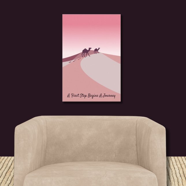 Affiche Une Première Étape Commence Un Voyage, Desert Pink (A first Step Begins A Journey, Pink Poster)