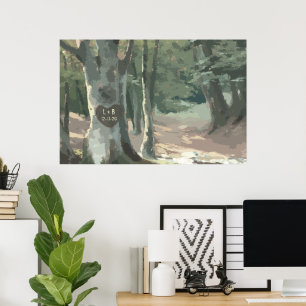 Affiche Une promenade dans les bois : Gravure d'arbre pers