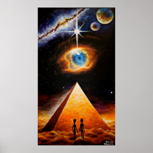 Affiche Une pyramide sous l'oeil cosmique de dieu