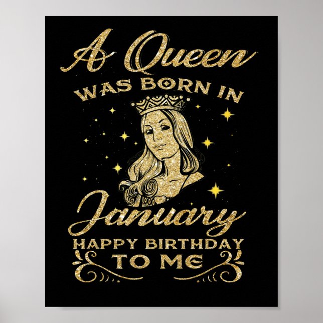 Affiche Une Reine Est Née En Janvier Joyeux Anniversaire P (Devant)
