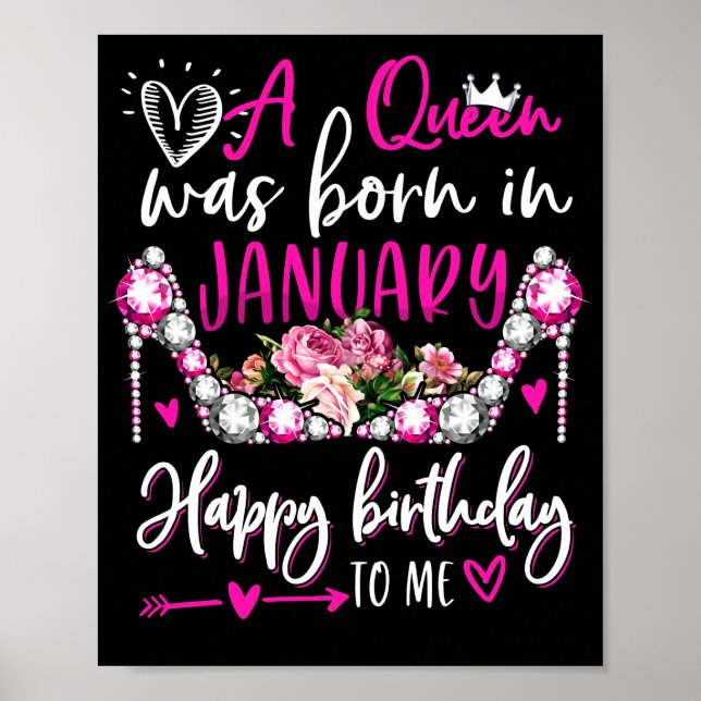 Affiche Une Reine Est Née En Janvier Joyeux Anniversaire P (Devant)