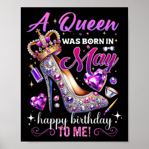Affiche Une Reine Est Née En Mai Femmes Joyeux Anniversair